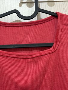 Dark Pink Square Neck Ribbed Cropped Top