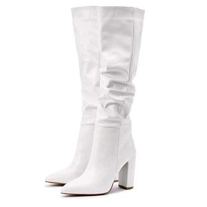 White Knee High Boots