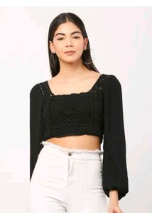 Crochet Square Neck Crop Top🎀🖤