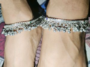 Heavy Anklets In Silver Colour