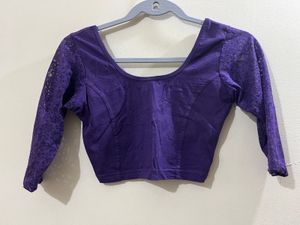 Purple Lace Sleeve Blouse