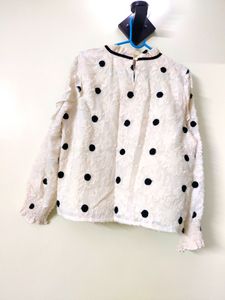 White And Black Polka Dot Top