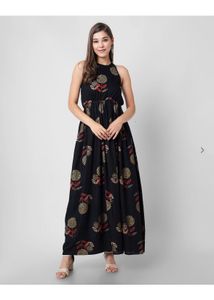 Black Halter neck Maxi Kurti/dress