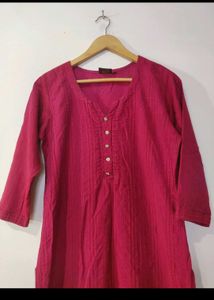 Pink Kurti with Dimond Buttons