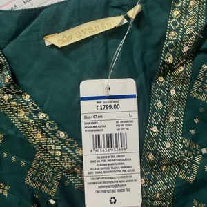 Avaasa Emerald Green Printed Anarkali Kurta