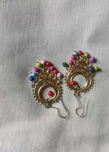 Stylish Gold-Plated Earrings with Stone &amp; Pearl De