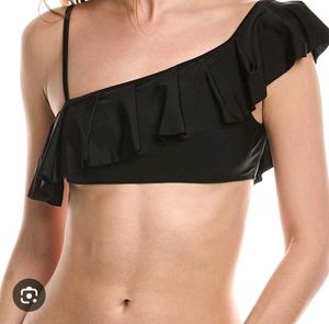 🇳🇿💫🎀Black Ruffle One-Shoulder Bikini Top