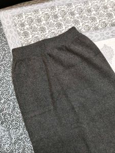 Women Grey Knitted Pencil Winter Skirt