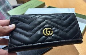 Gucci Black Clutch/ Wallet With Gold Details