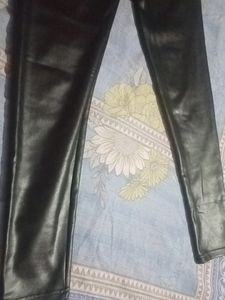 Black Leather Type Party Waer Pant