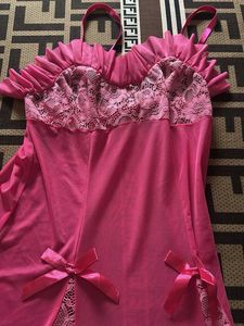 Pink Lace Trim Babydoll