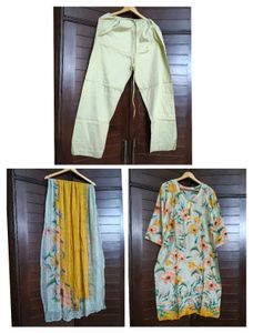 Women Mint Green Colour Floral Printed Kurta Set