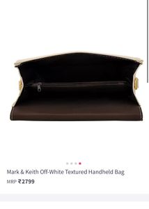 Mark&amp;keit  Off White Textured Handheld Bag