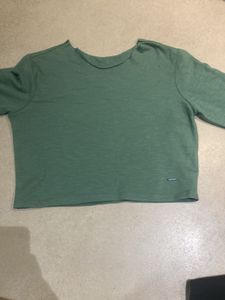 Green Full Sleeved Crop Top