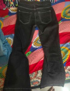 Black Flared(Bootcut)Jeans with Zipper Detail