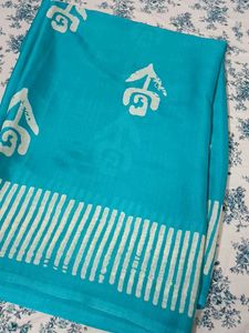 Blue Batik Print Saree