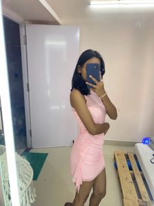 Pink Ruched Mini Dress