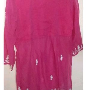 Chikankari Pink Kurti