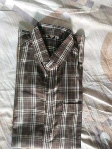 Brown Plaid Button-Down Shirt