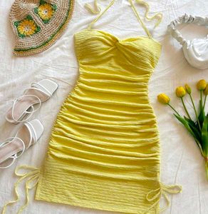 Yellow Bodycon Mini Dress