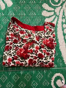 Flower Print Red Top