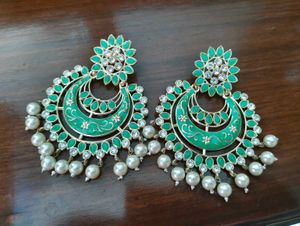 Green Chandbali Earrings