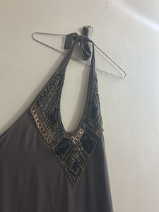pretty halter grey colour dress