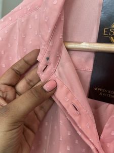 Pink Sheer Polka Dot Blouse