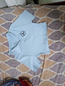 Light Blue Mercedes Logo Tee