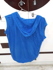 Blue Sleeveless Hoodie