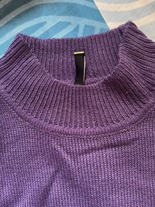 TOKYO TALKIES Purple Knit Turtleneck Sweater