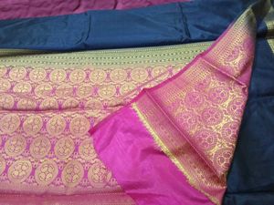Elegant Navy Blue Silk Saree
