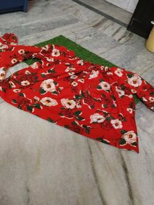 Red Floral Print Blouse