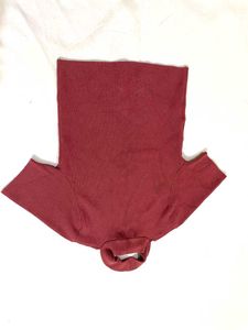 Women Burgundy V Neck Crop Top Sweater