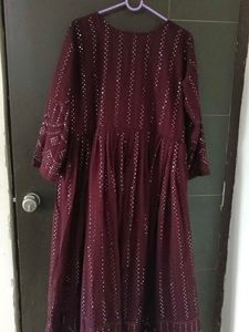 Coffee Brown Anarkali Suit 3 pc Set