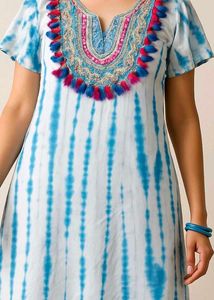 Tie-Dye Embroidered Kurta