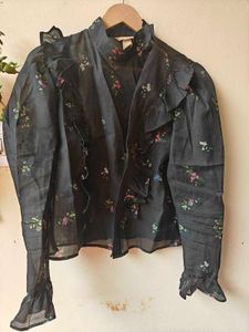 H&amp;M Sheer Top. Semi Cropped. Good Condition