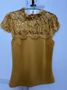 Mustard Lace Top