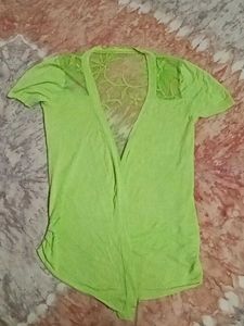 Green Transparent Embroidery Overcoat
