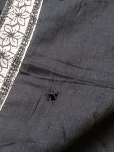 Pure Cotton Black Saree With Embroidery Work