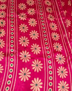 Pink Floral Print Saree