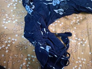 Navy Leaf Print Dress