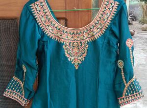 Elegant Teal Embroidered Kurta Set