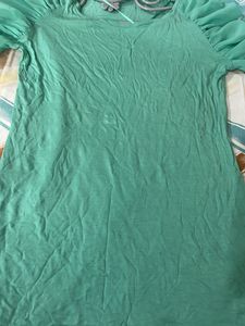 Sea Green Tshirt Wid Stylish Sleeves