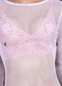 New White Mesh Long Sleeve Top(Bargainable)