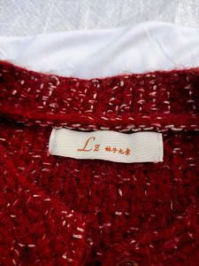 Luxury Red Tweed Korean Jacket