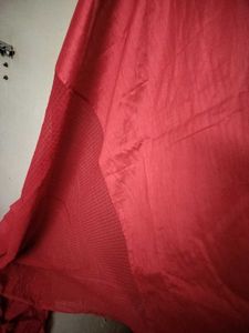 Red Embellished Saree With Blouse