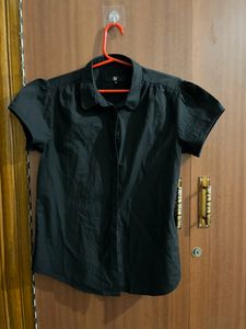 ✨Black Puff Sleeve Button Down Shirt