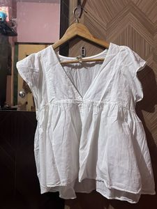 White V-Neck Top