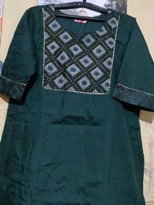 Green Embroidered Kurta Set